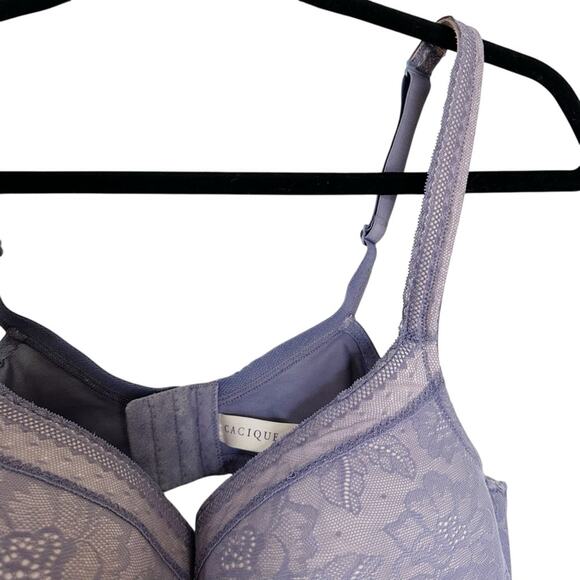 Cacique Lightly Lined Balconette Lace Bra Underwire Light Purple 42D - Picture 3 of 8